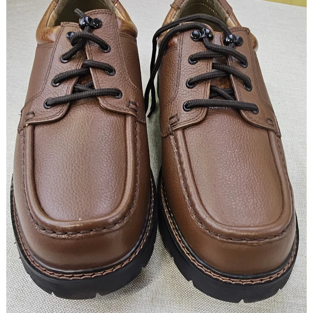 Dockers Oxford Shoes Men 12W Brown Leather Moc Toe Lug Sole Casual 90-6702
